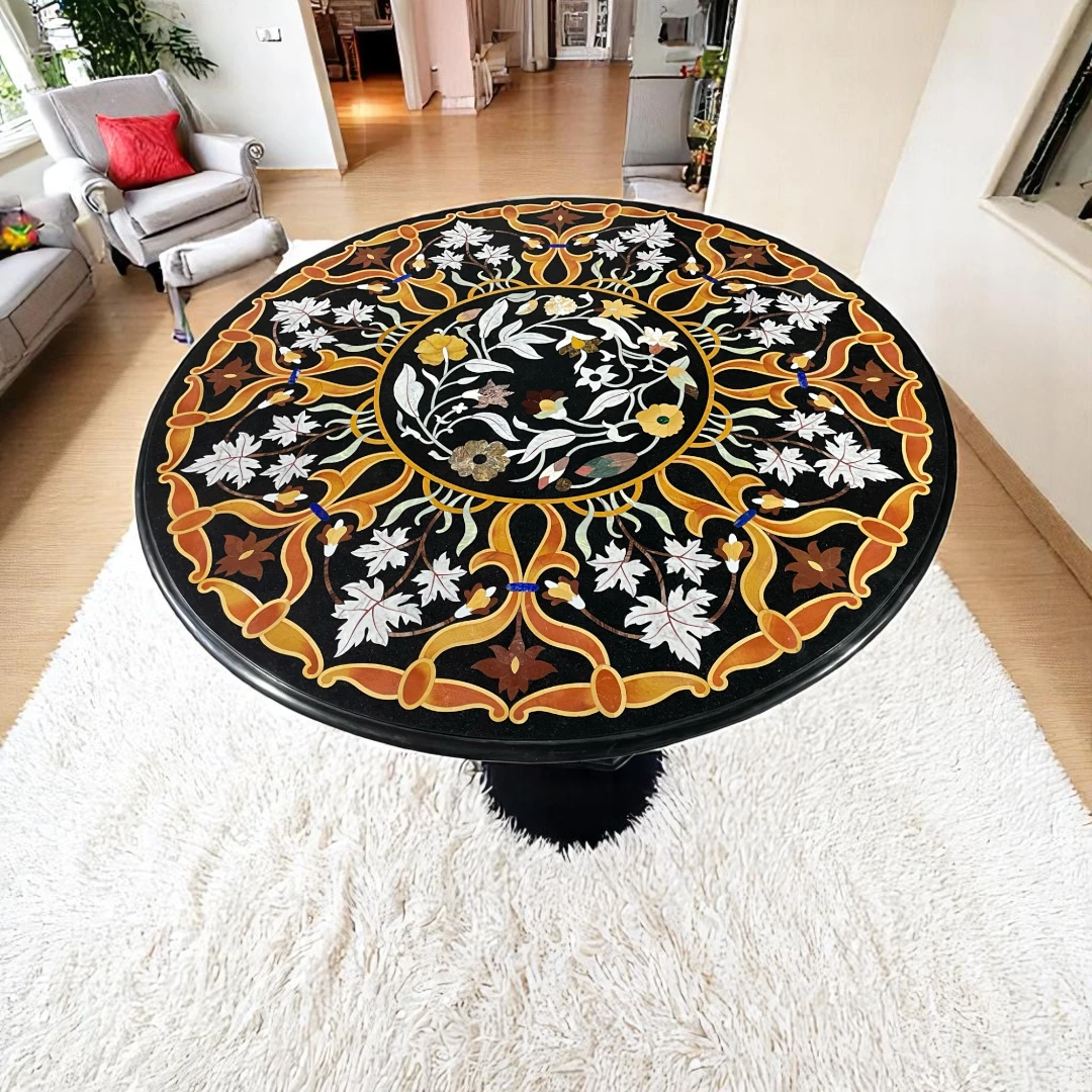 Black Marble Counter Height Table Perfect for Dining Space 
